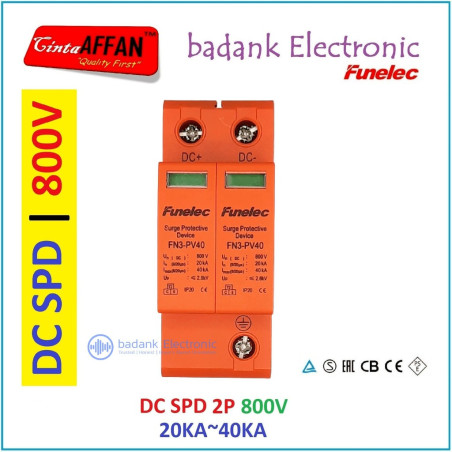DC SPD 2P 800V Surge Arrester Protect Device Solar PV Panel Surya PLTS
